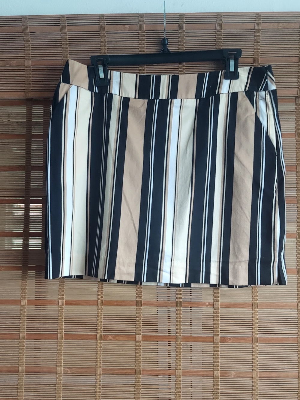 Golf Loudmouth Navy, Cream & Tan Striped Mini Skirt